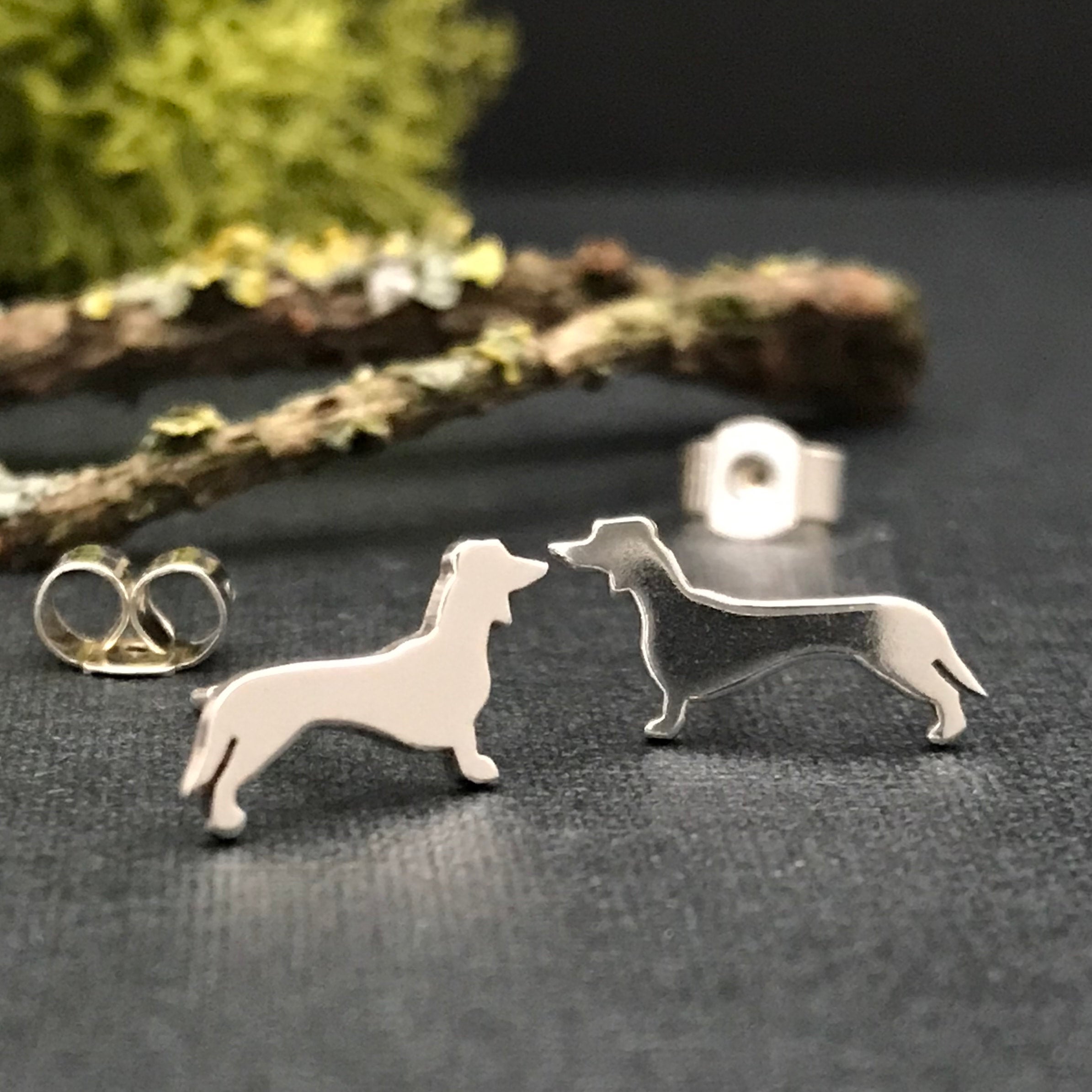 Sterling Silver Dachshund Stud Earrings MCKINLEY AND MOTH